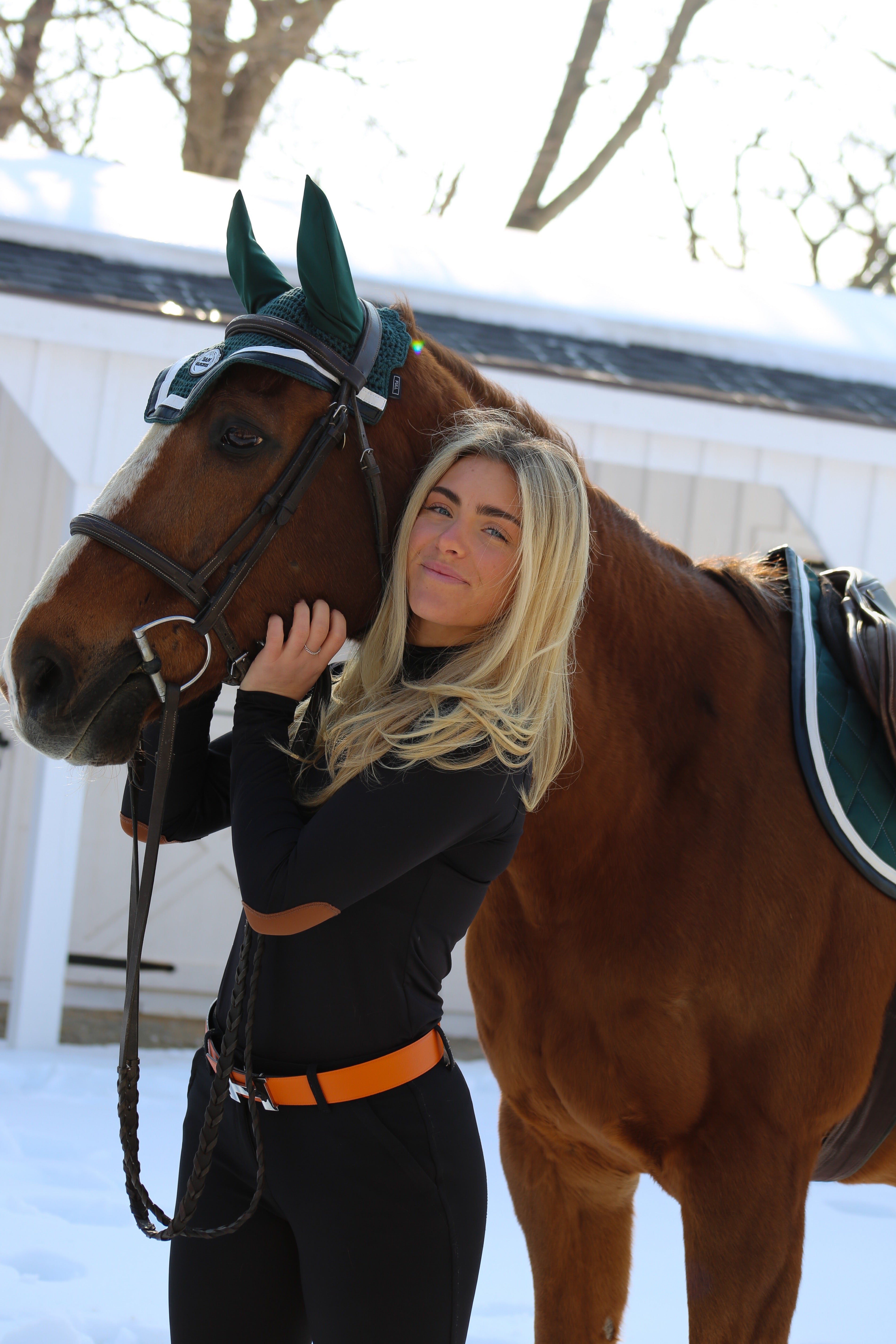 Horse Bonnet | Green- Black & White