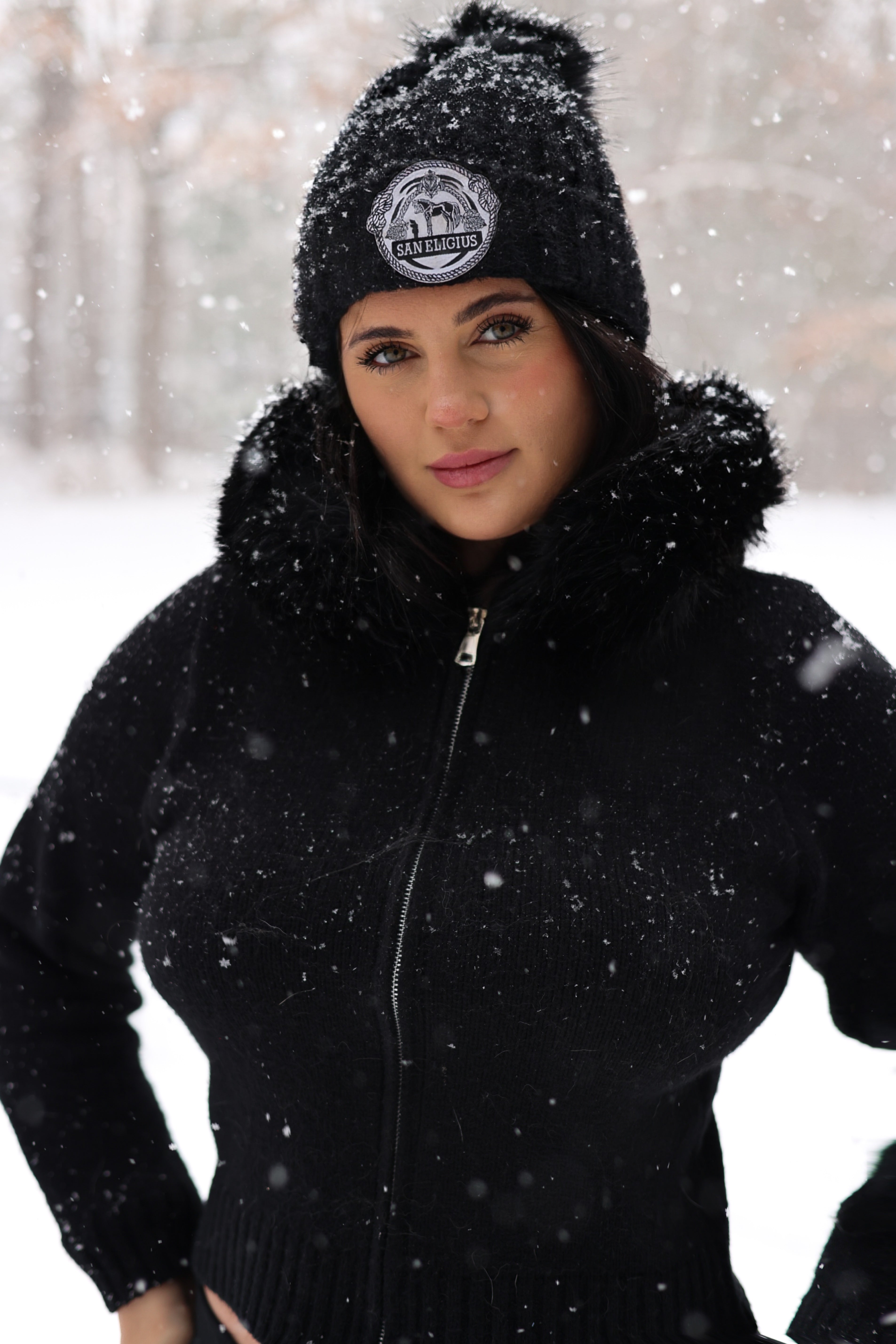 Black Pom Pom Beanie