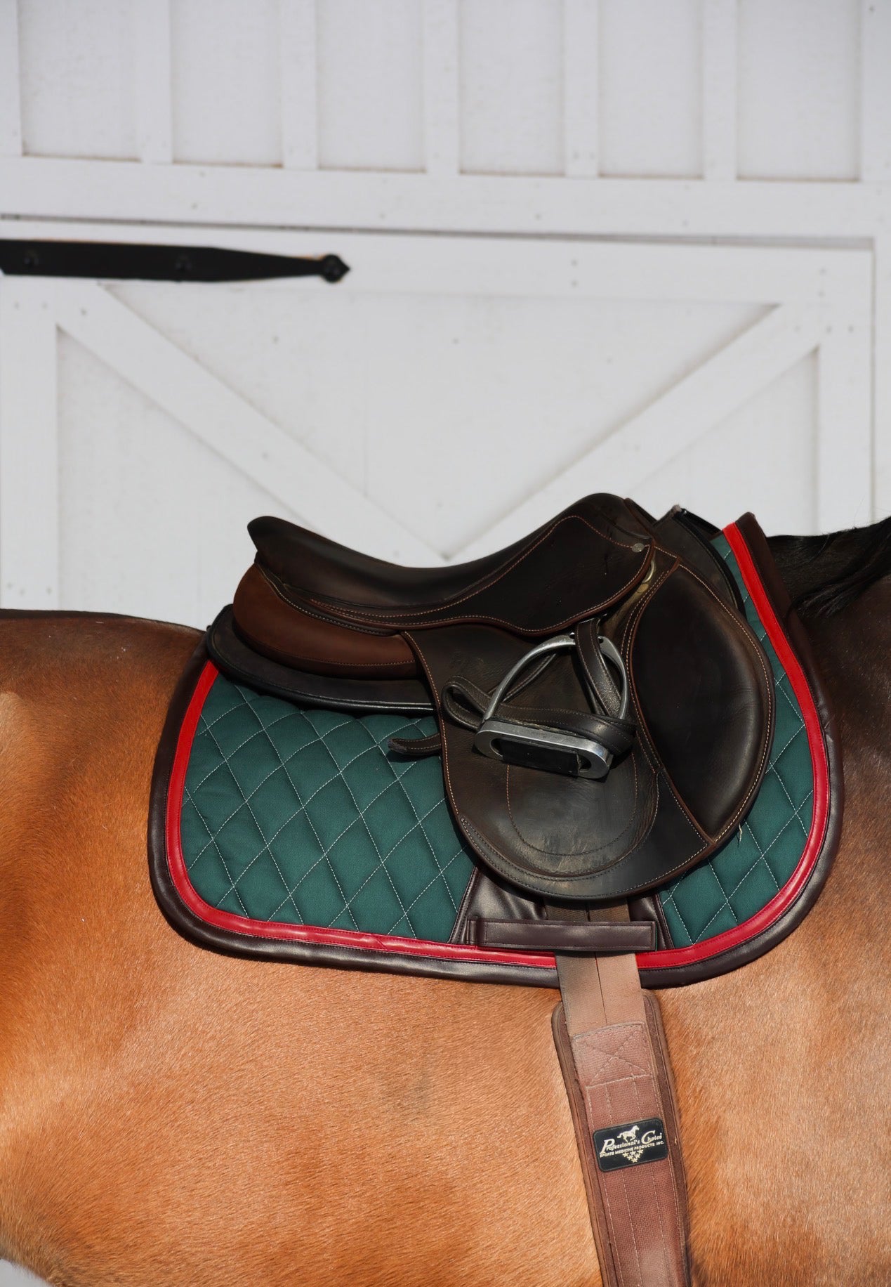 Jump Saddle Pad | Green- Brown & Red