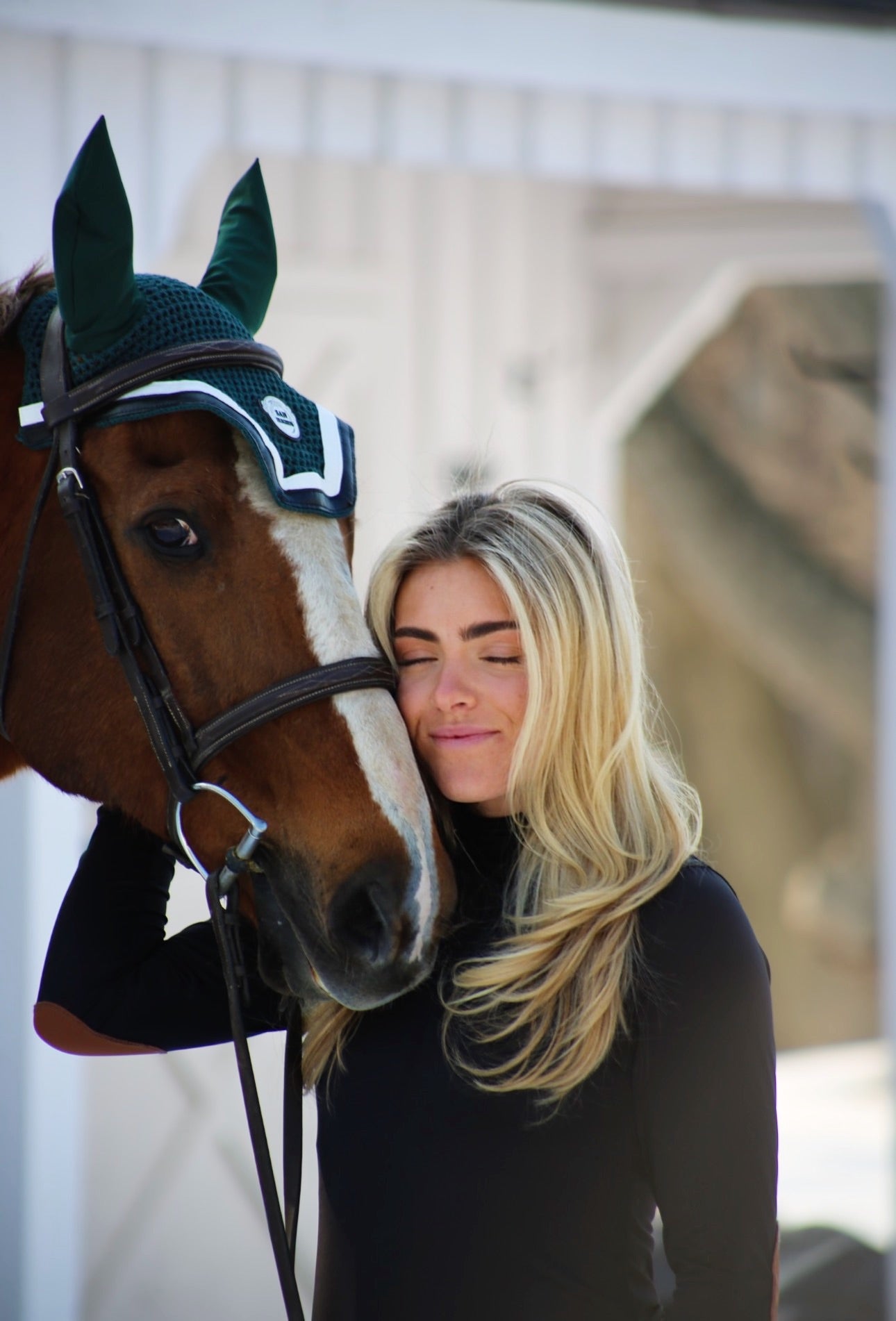 Horse Bonnet | Green- Black & White